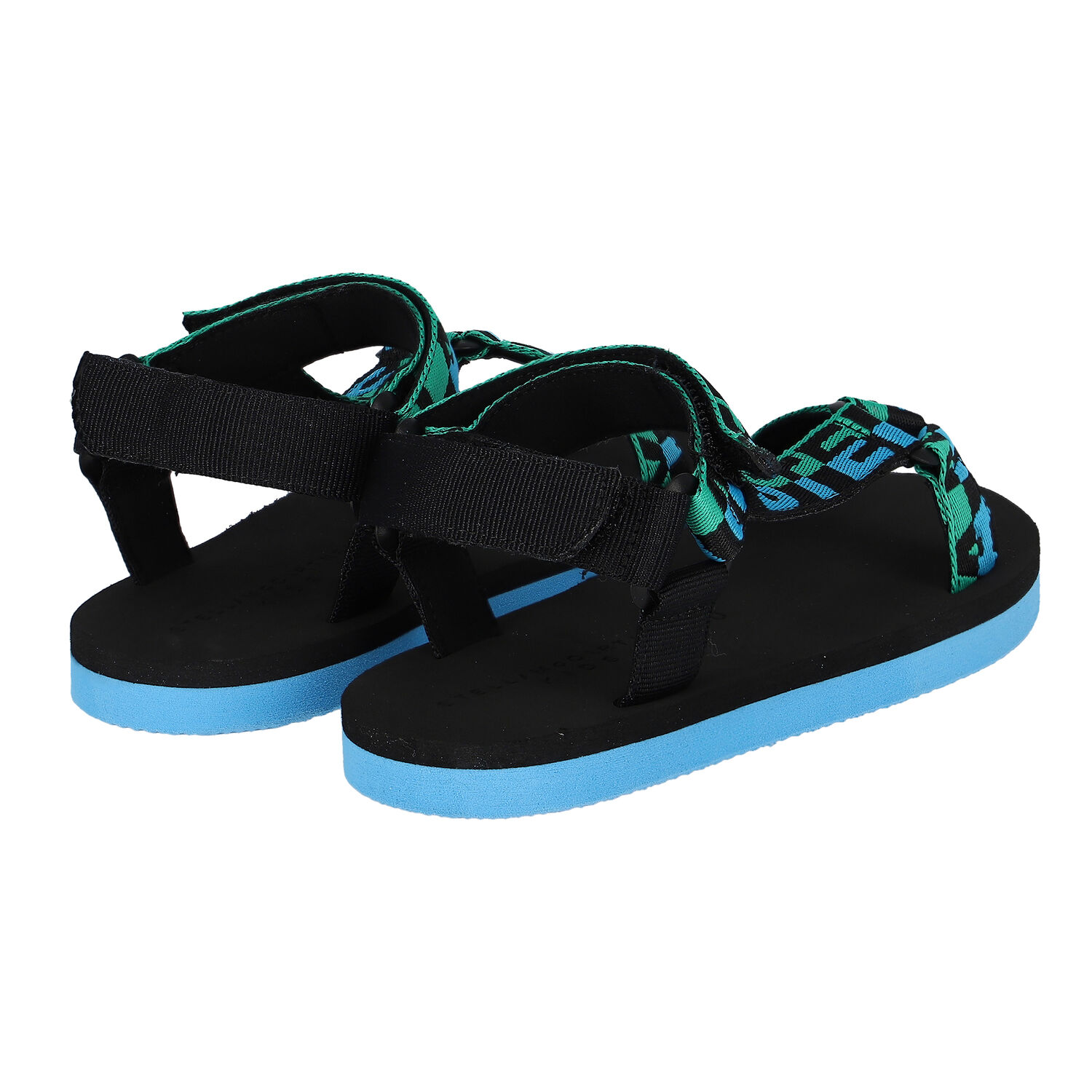 Boys Black & Blue Logo Sandals, 2, hi-res