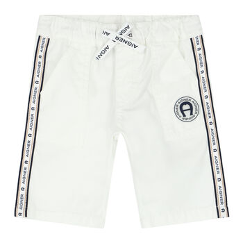 Younger Boys White Logo Shorts