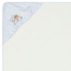 Baby Boys White & Blue Teddy Bear Hooded Towel, 1, hi-res
