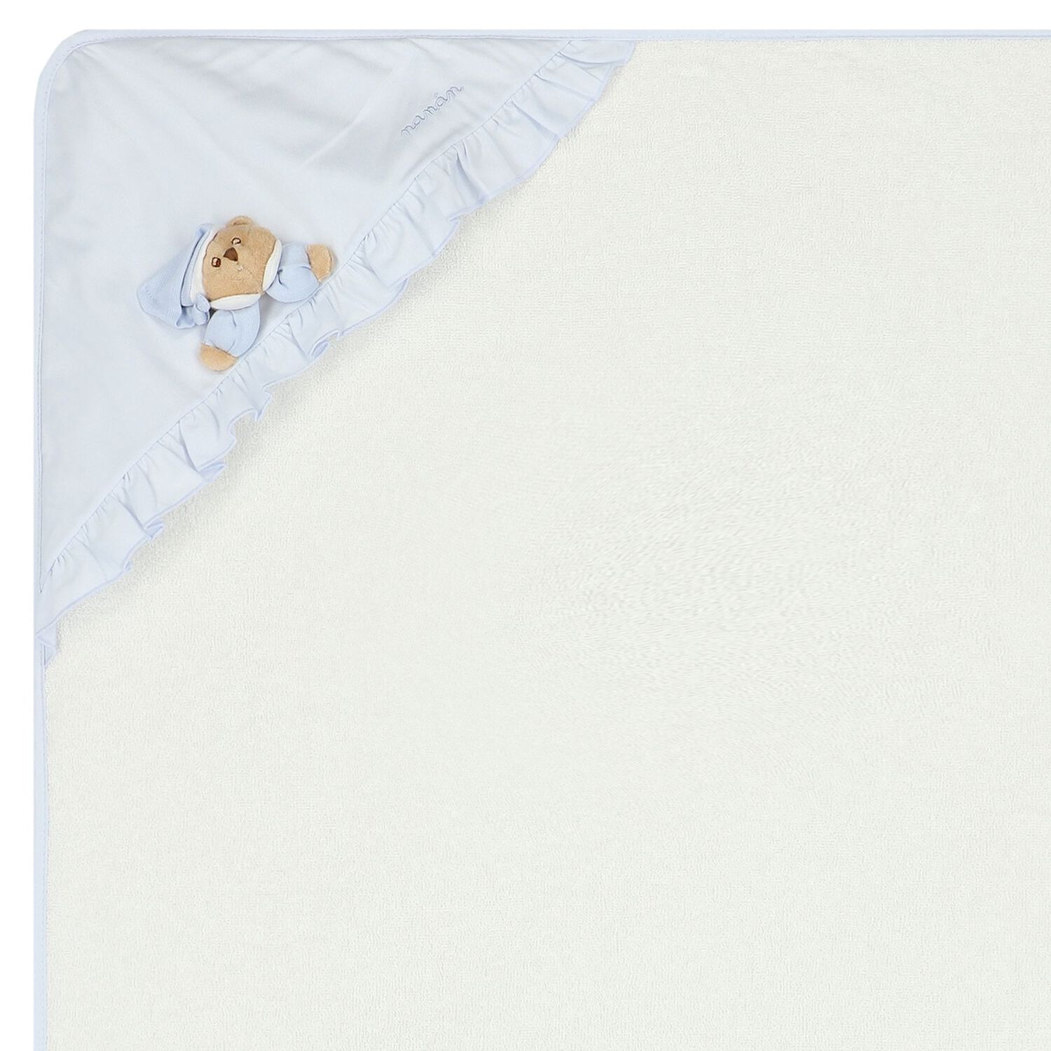 Baby Boys White & Blue Teddy Bear Hooded Towel, 1, hi-res image number null