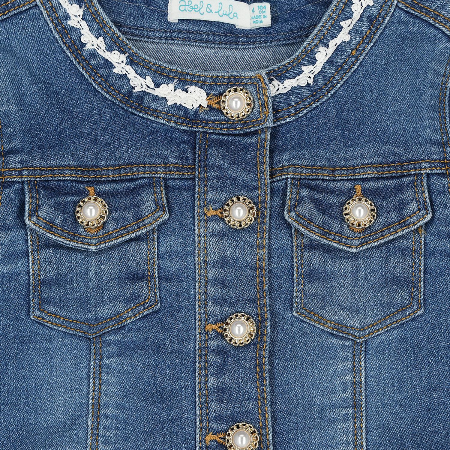 Girls Blue Denim Jacket, 1, hi-res