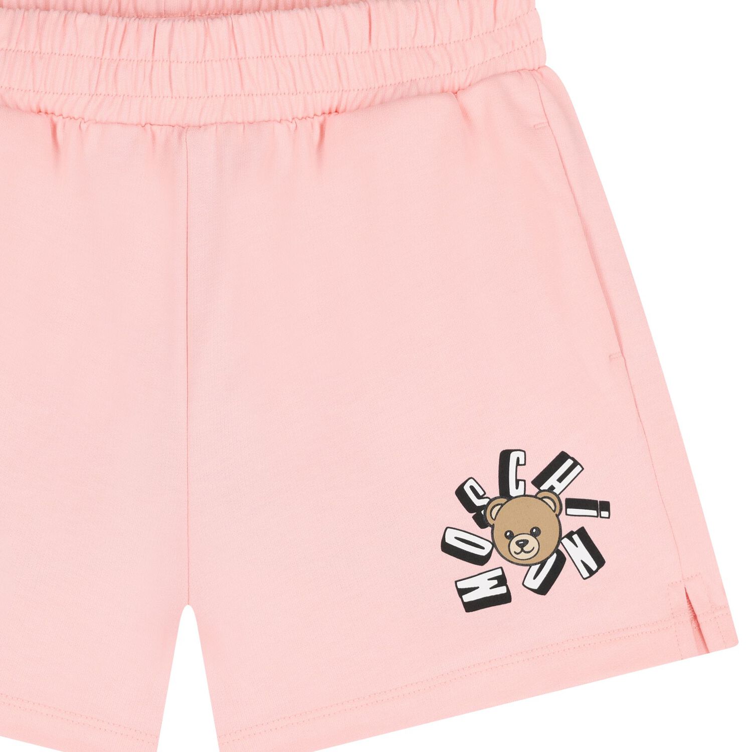 Girls Pink Teddy Bear Logo Shorts, 2, hi-res