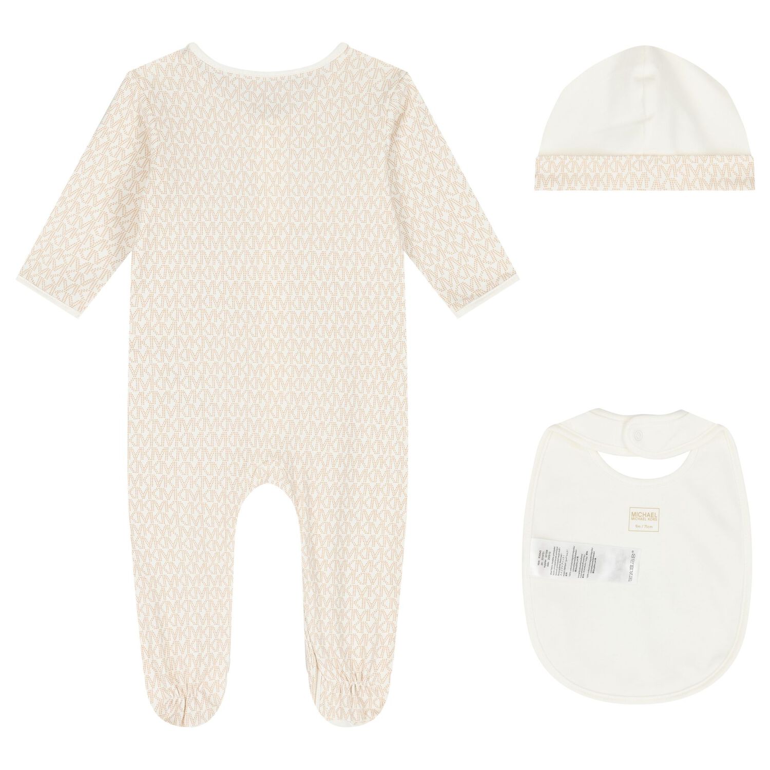 Baby Girls Ivory & Gold Logo Babygrow Gift Set, 1, hi-res