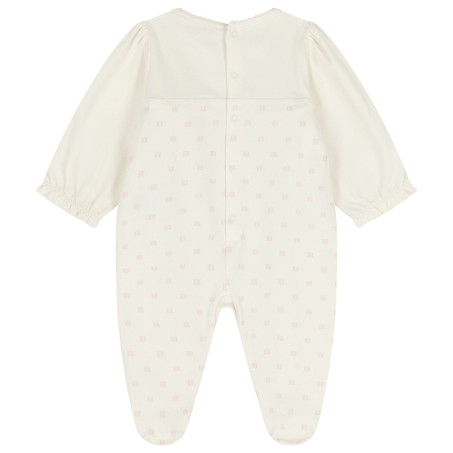 Baby Girls Ivory Logo Ruffled Babygrow, 1, hi-res