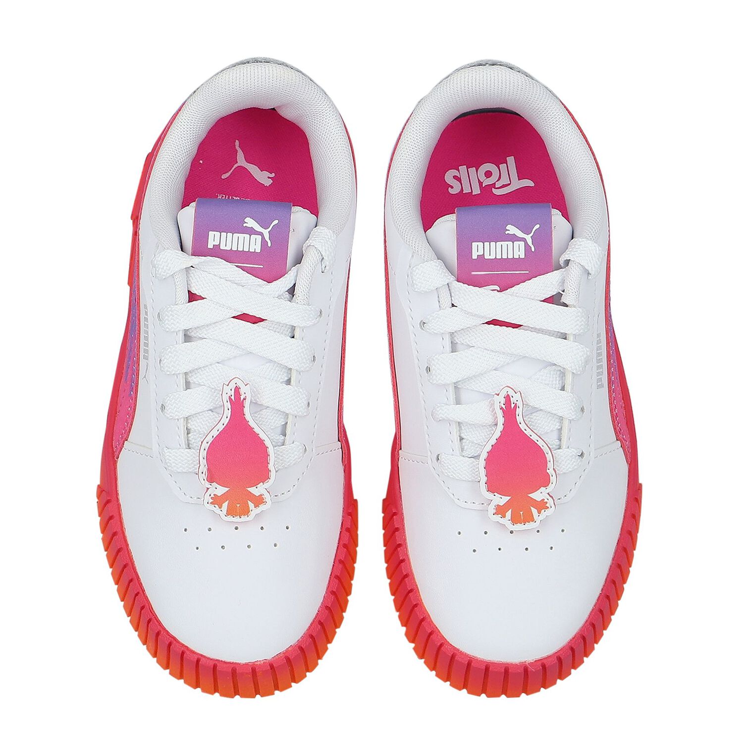 Girls White Carina Trolls Trainers, 1, hi-res image number null