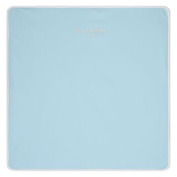 بطانية بشعار باللون أزرق وعاجي للأولاد 