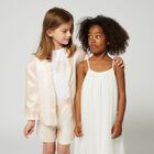 تيشيرت بنات بكشكشة بالشعار باللون الأبيض, 1, hi-res