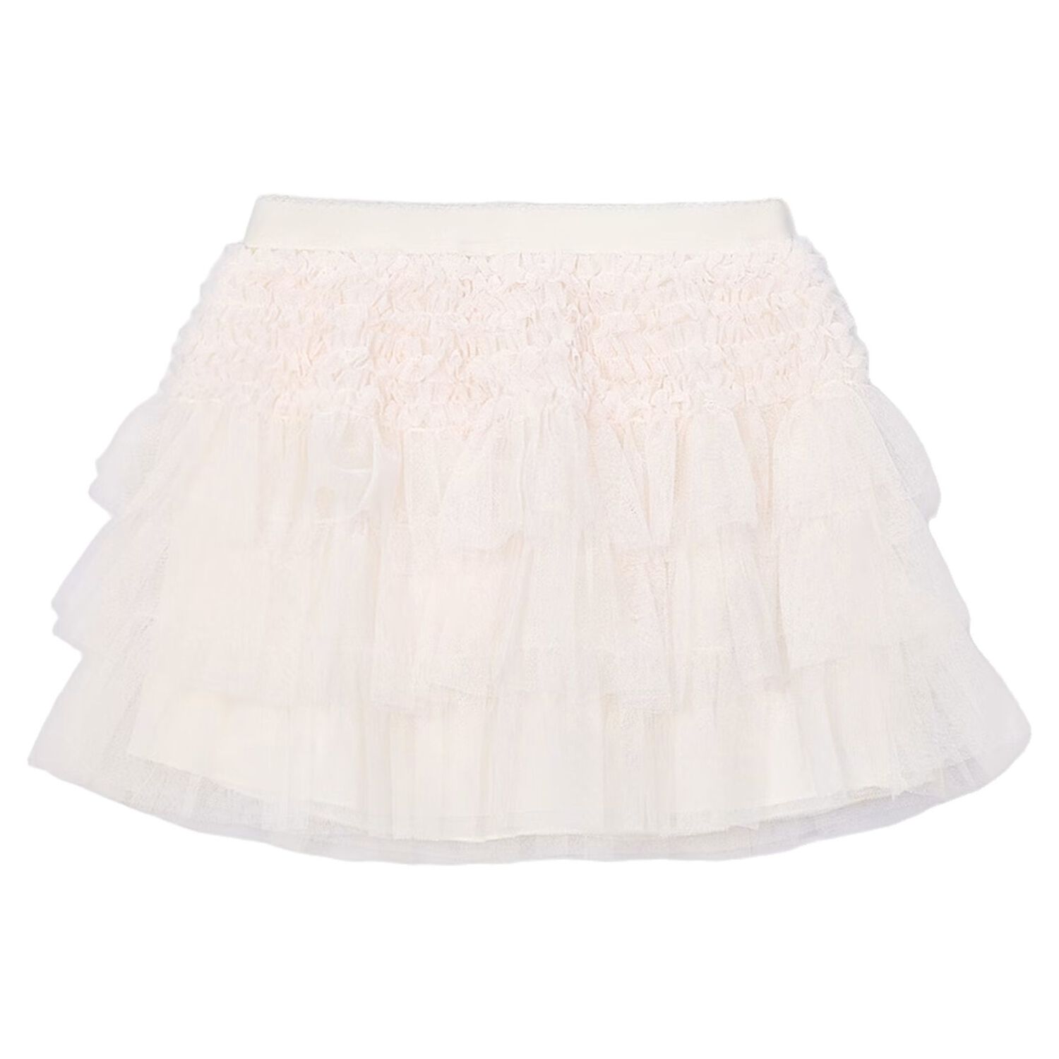 Girls Ivory Tulle Ruffled Skirt, 2, hi-res