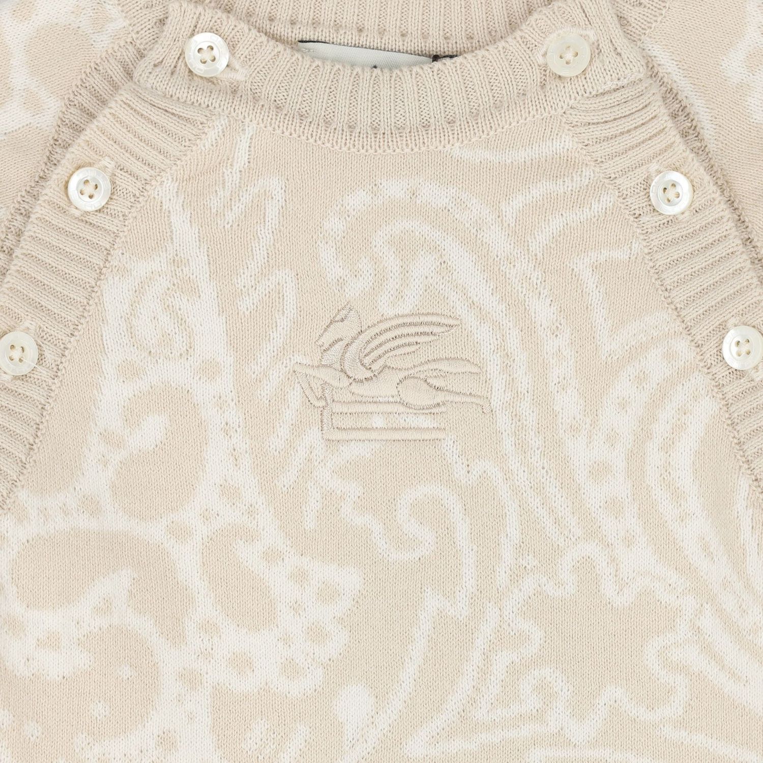 Beige Logo Paisley Knitted Babygrow Gift Set, 1, hi-res