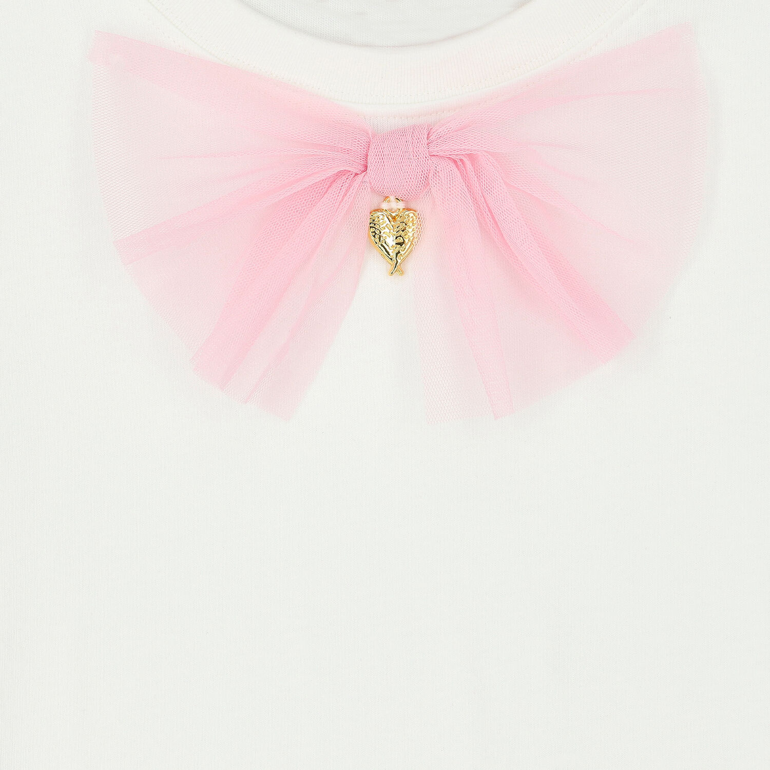 Girls White & Pink Bow T-Shirt, 1, hi-res
