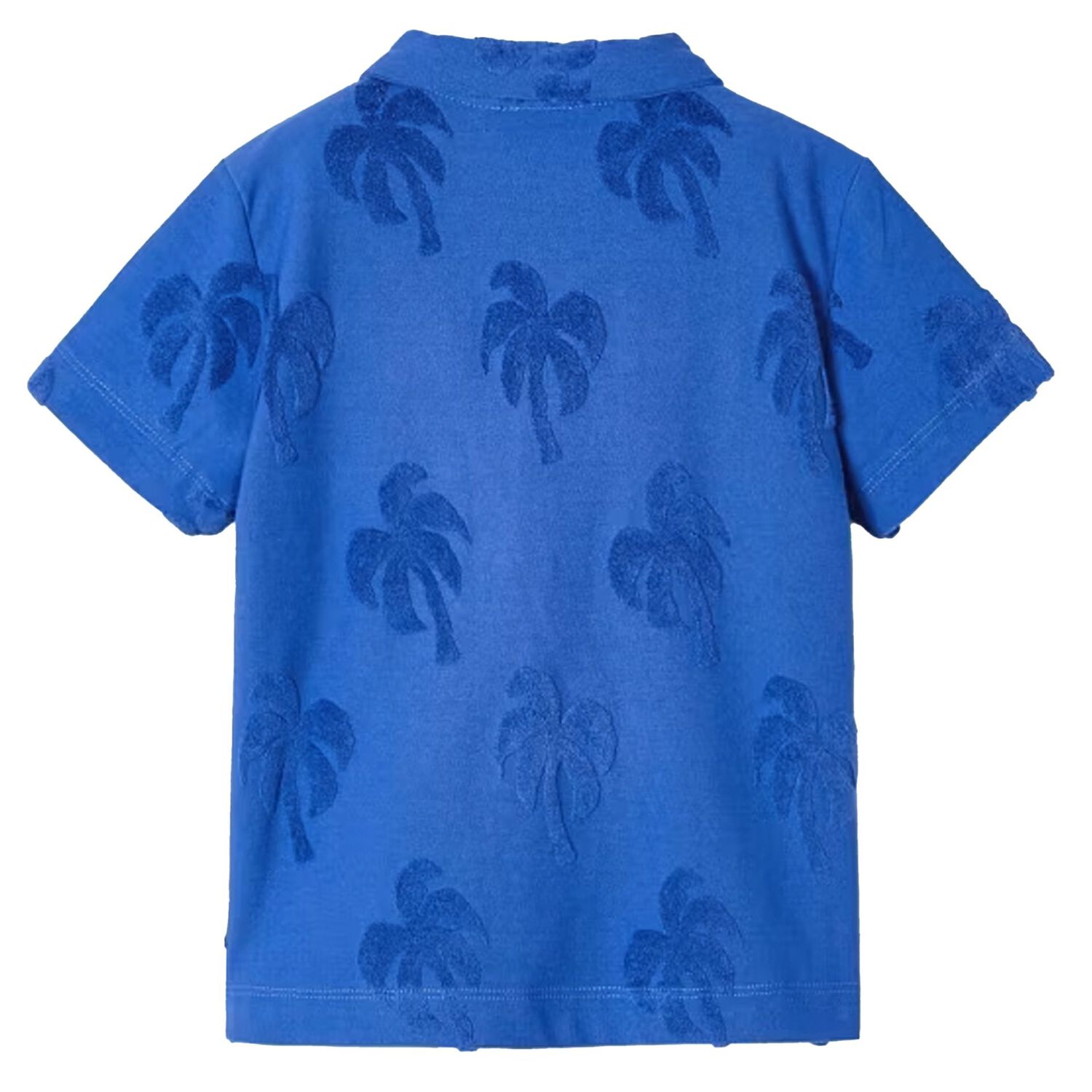 Boys Blue Palm Tree Polo Shirt, 1, hi-res