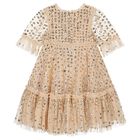Girls Gold Sequin & Tulle Dress, 1, hi-res