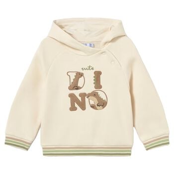 Younger Boys Ivory Dino Hooded Top