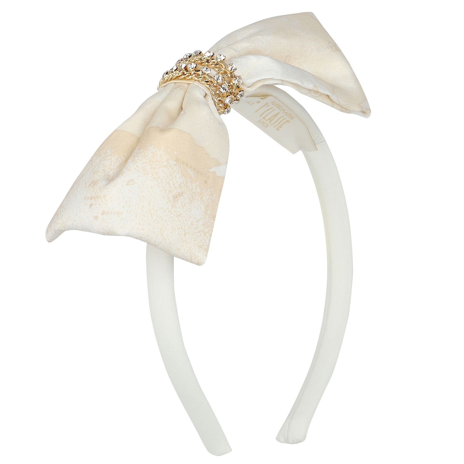 Girls White & Beige Geo Map Headband, 1, hi-res