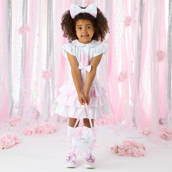 Girls White & Pink Cotton Bag