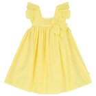 Girls Yellow Broderie Anglaise Dress, 1, hi-res