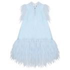 Girls Blue Sequin Tulle Dress, 1, hi-res