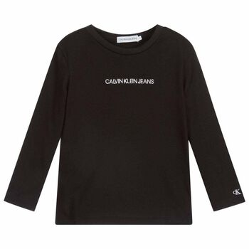 Boys Black Organic Cotton Logo Top