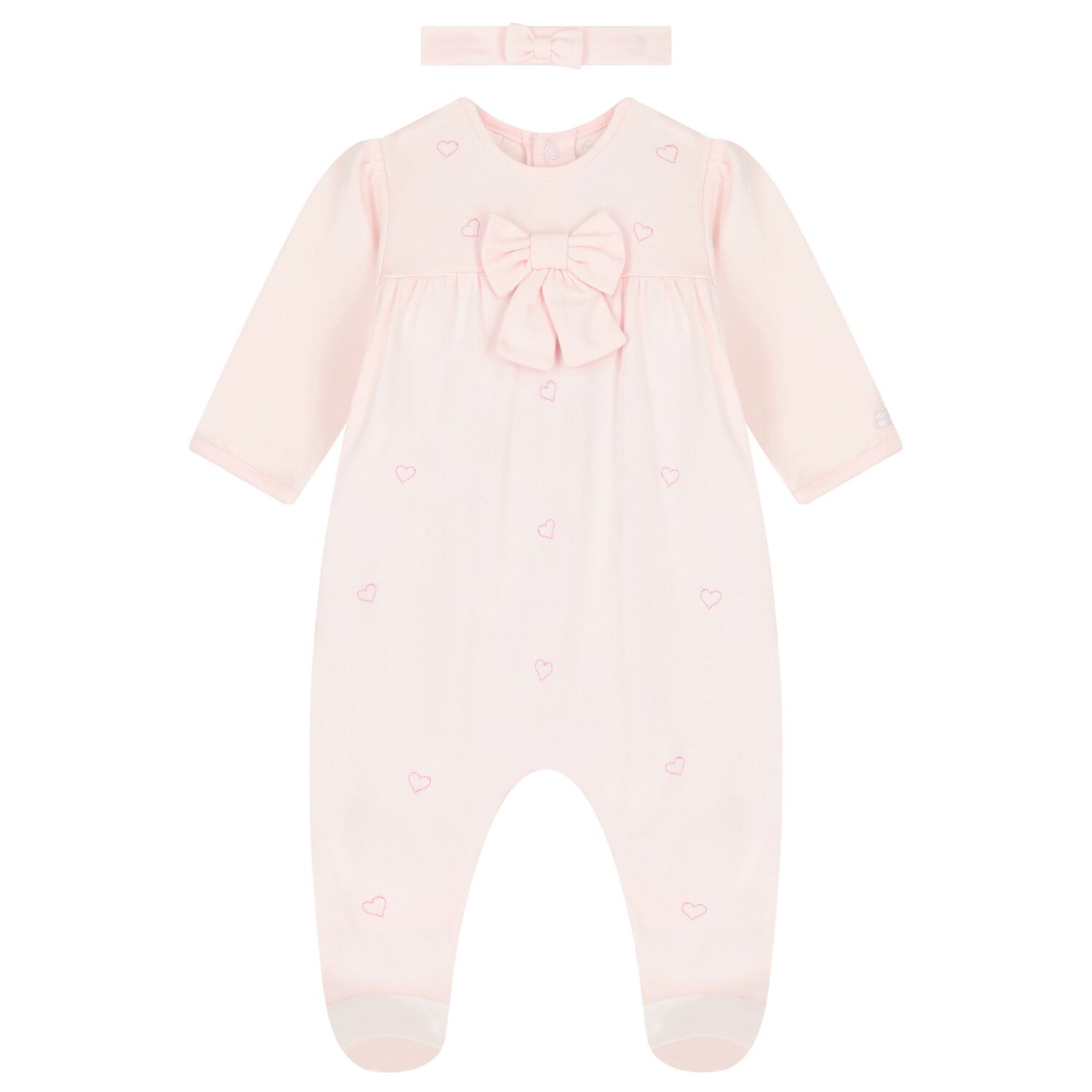 Baby Girls Pink Hearts Babygrow Set, 1, hi-res image number null