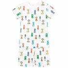 بيجاما مطبعة باللون الابيض للاولاد, 1, hi-res