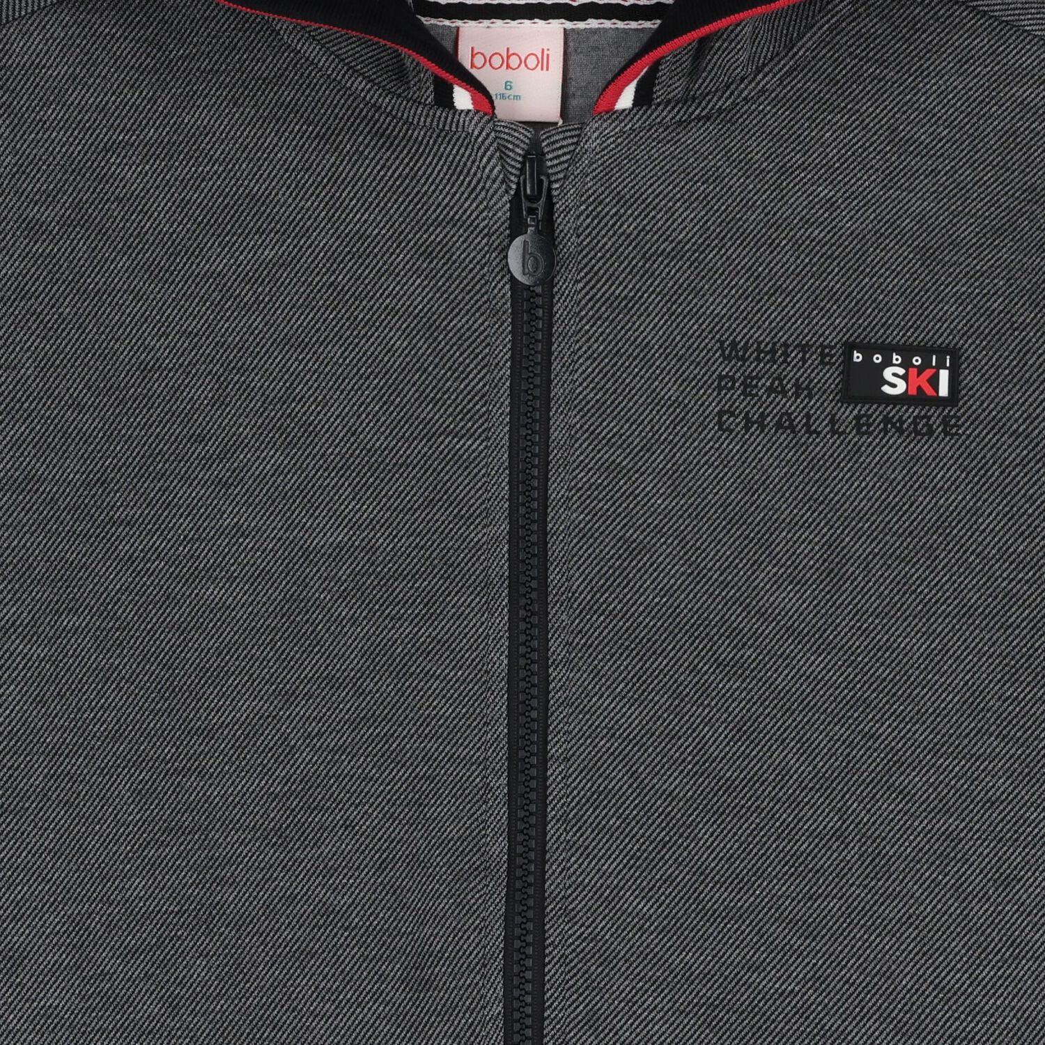 توب بغطاء للراس وسحاب بالشعار باللون الرمادي للأولاد, 1, hi-res