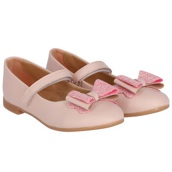 Girls Pink Bow Ballerina Shoes