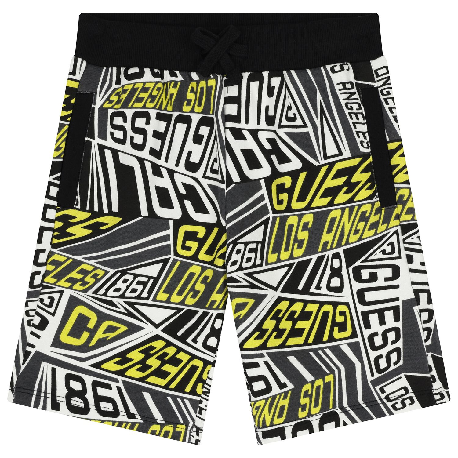 Boys Black Logo Shorts, 2, hi-res