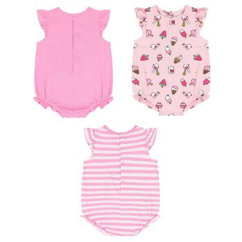 Baby Girls Pink Bodysuits ( 3-Pack )