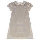 فستان بنات بفيونكة باللون الذهبي, 1, hi-res