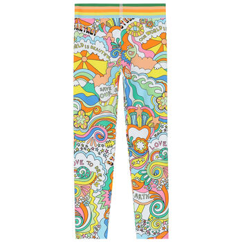 Girls Multi-Colored Logo Leggings