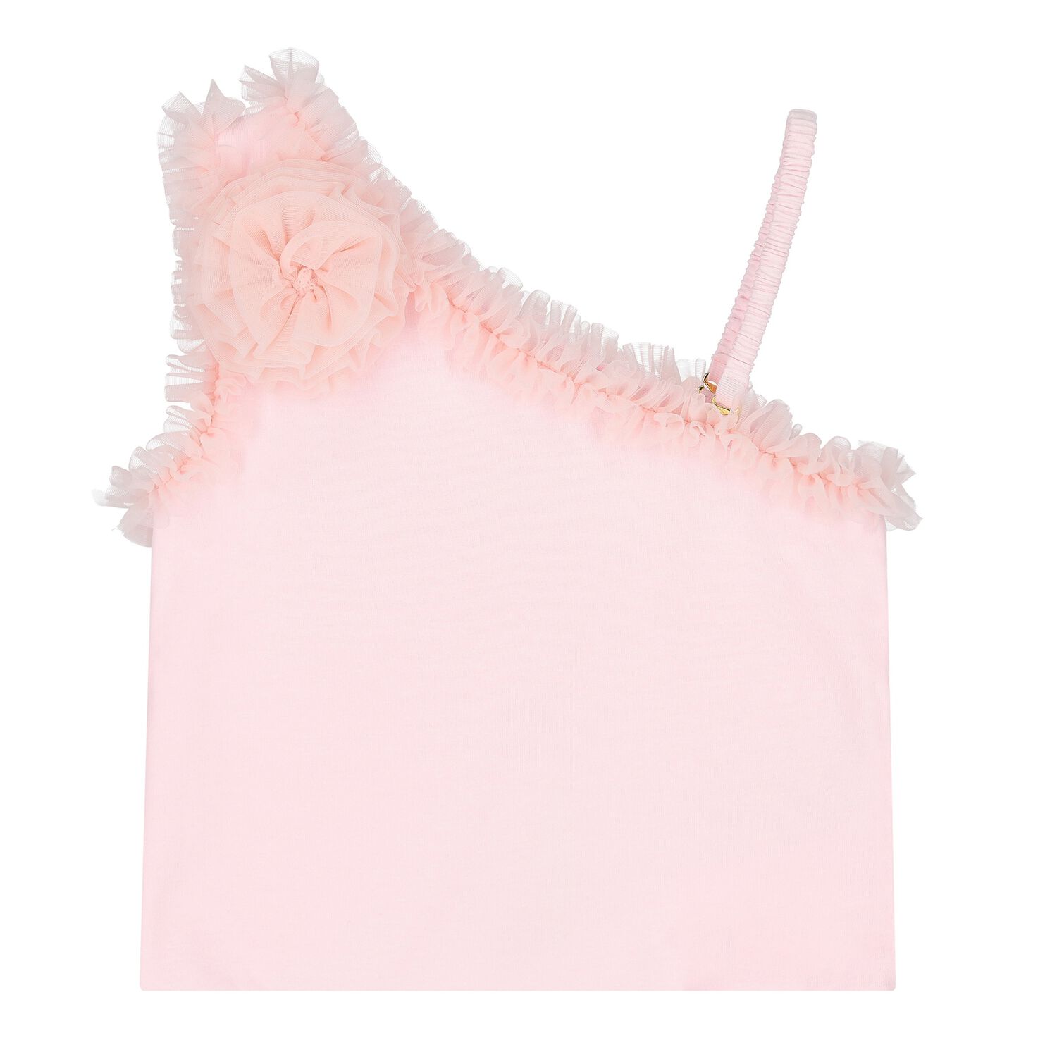 Girls Pink Ruffle Tulle Top, 1, hi-res