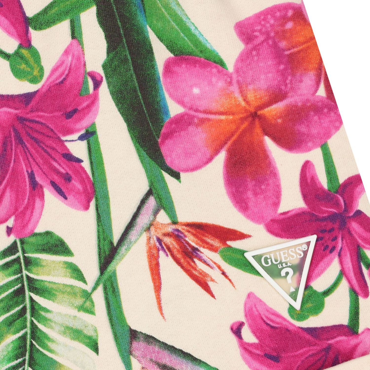 Girls Ivory Floral Logo Shorts, 1, hi-res