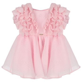 Girls Pink Ruffled Dress