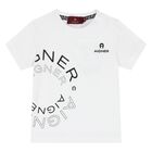 Younger Boys White Logo T-Shirt, 1, hi-res