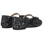Girls Black & Silver Ballerina Shoes, 2, hi-res
