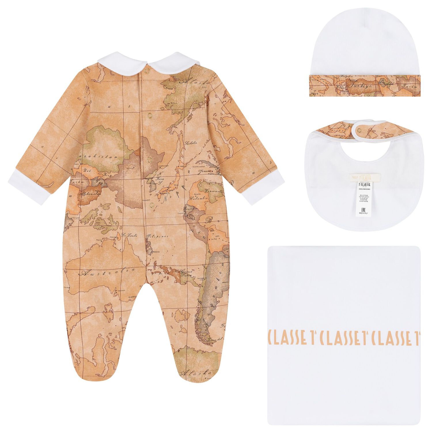 White & Beige Geo Map Babygrow Gift Set, 1, hi-res