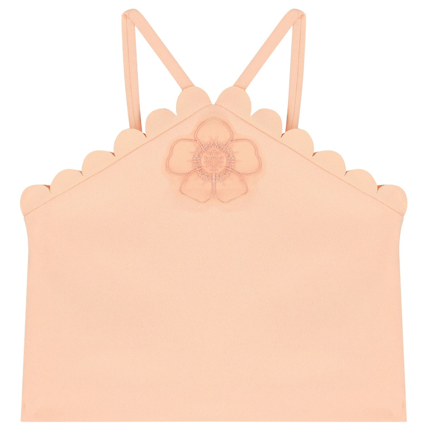 Girls Orange Flower Crepe Shorts Set, 1, hi-res