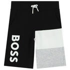 Boys Black Logo Shorts, 3, hi-res
