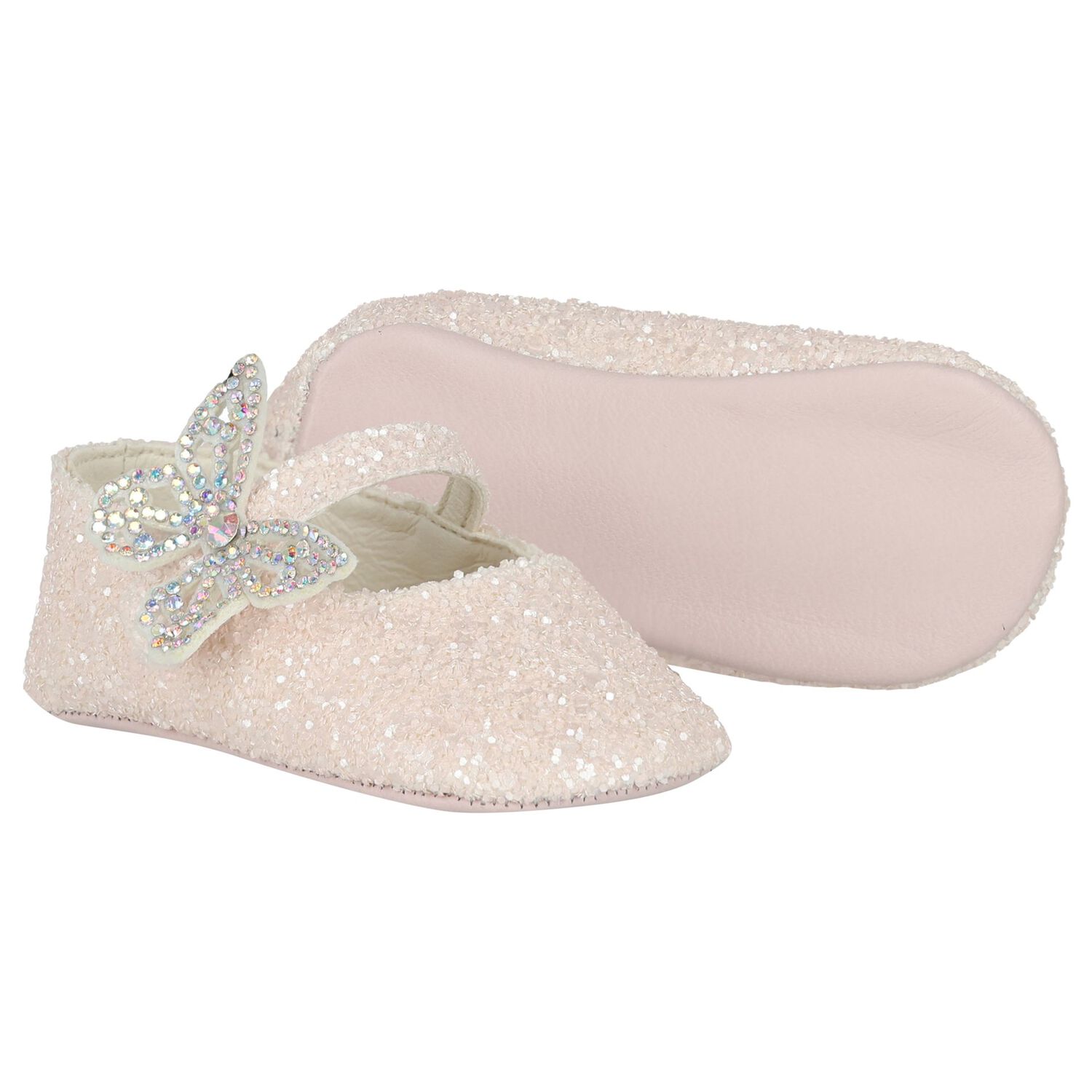 Baby Girls Pink Butterfly Shoes, 1, hi-res