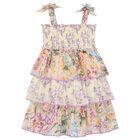 Girls Multi-Coloured Tiered Shirred Dress, 1, hi-res