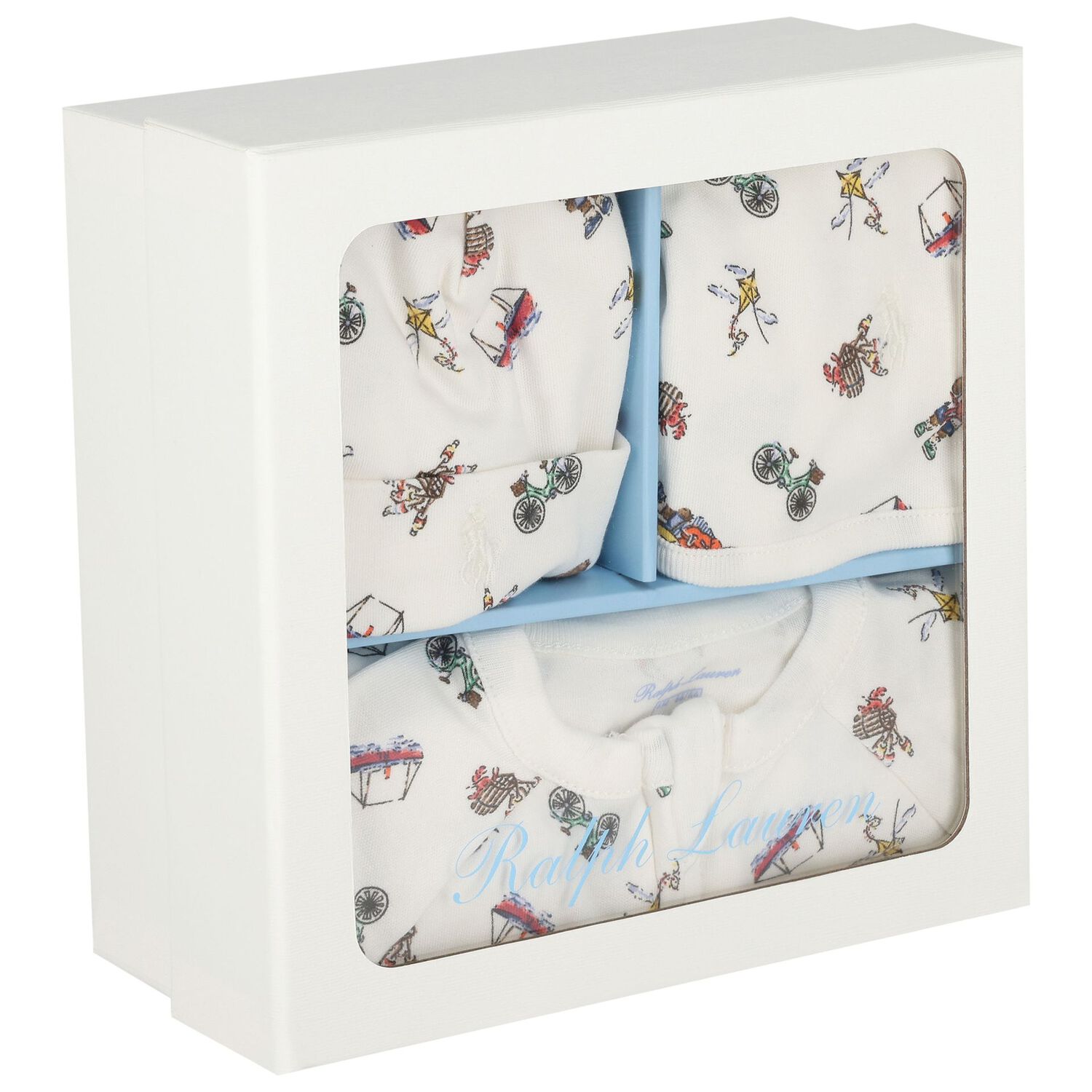 طقم ملابس القطن باللون  العاجي على شكل دب مرح, 1, hi-res