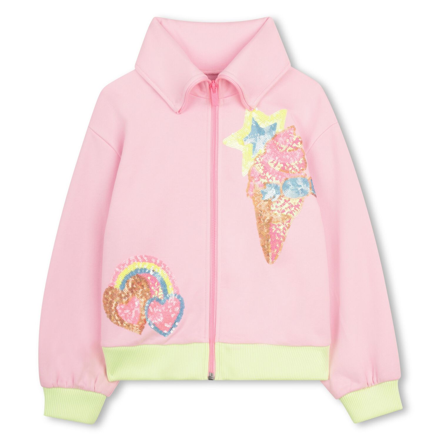 Girls Pink Ice Cream Zip-Up Top, 1, hi-res