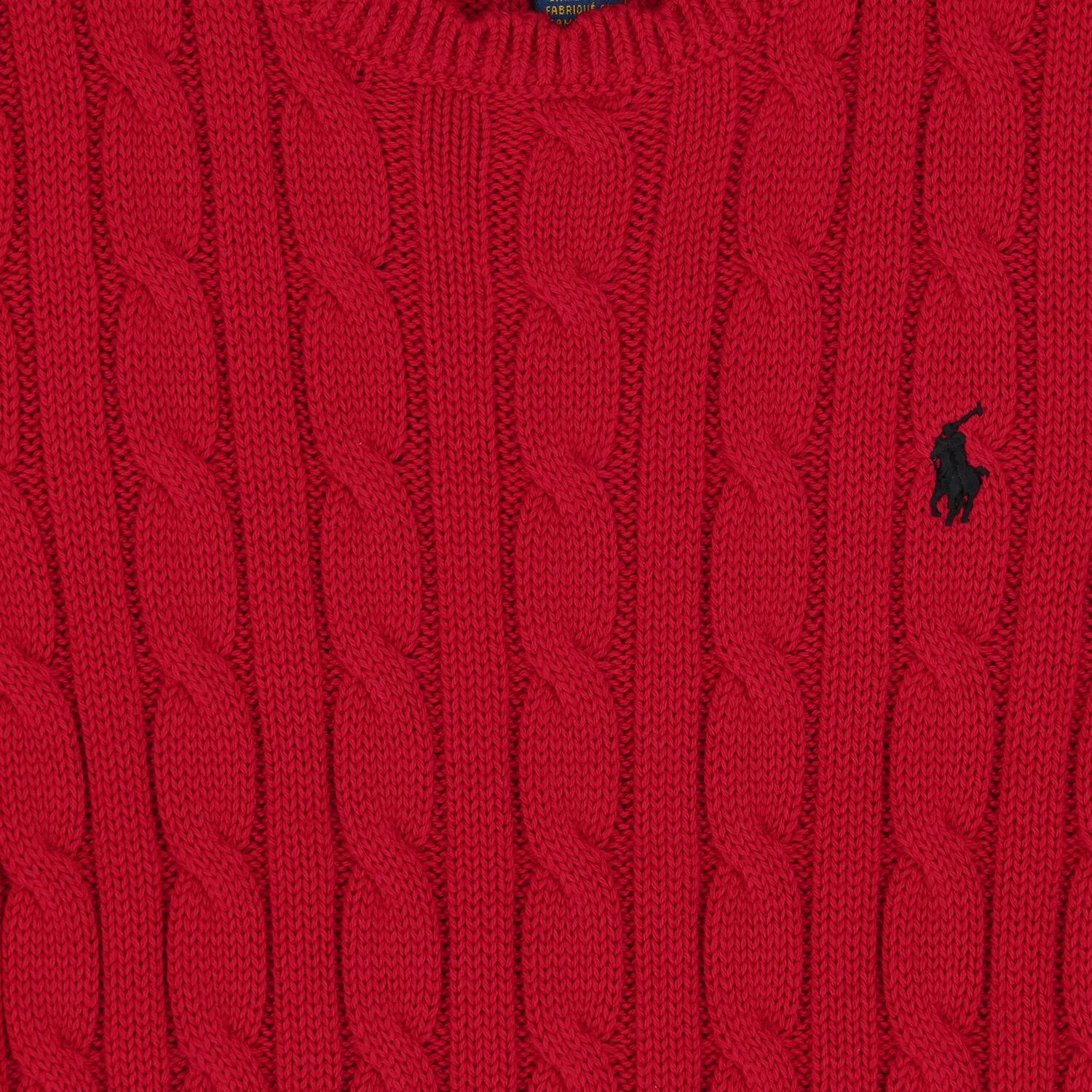 Girls Red Cable Knit & Tartan Dress, 1, hi-res