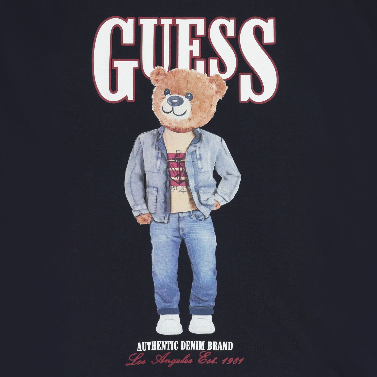 Boys Navy Blue Teddy Bear Logo T-Shirt, 4, hi-res