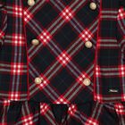 Girls Navy Blue & Red Tartan Dress , 1, hi-res