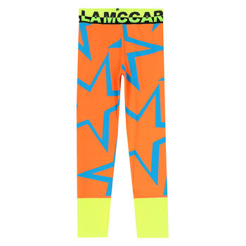 Girls Orange & Neon Sports Leggings