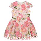 Girls Pink Embroidered Floral Dress, 1, hi-res