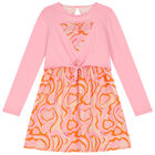 Girls Pink & Orange Logo Dress, 1, hi-res