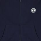 Boys Navy Blue Logo Hooded Zip Up Top, 2, hi-res