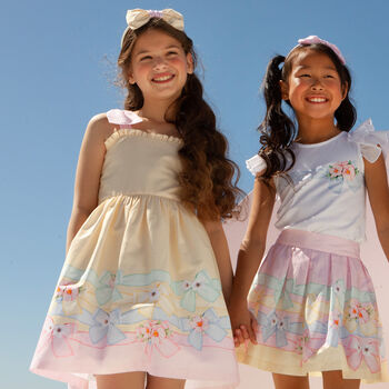 Girls Yellow Floral & Bow Dress